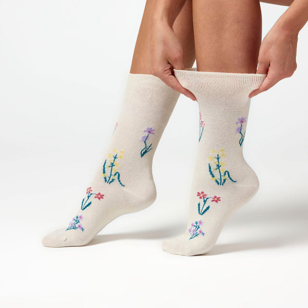 3 Pairs Ladies RHS Cotton Socks - Wild Flowers