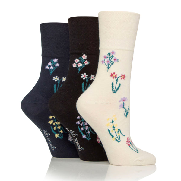 3 Pairs Ladies RHS Cotton Socks - Wild Flowers