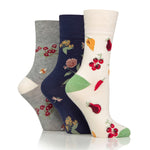 Lade das Bild in den Galerie-Viewer, 3 Paar Damen-RHS-Baumwollsocken – Blumenkontrast
