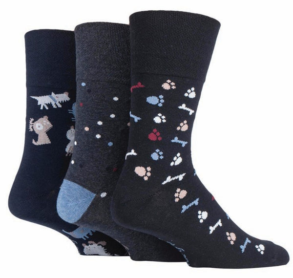 3 Paar Fun Feet Baumwollsocken für Herren – Team Dog