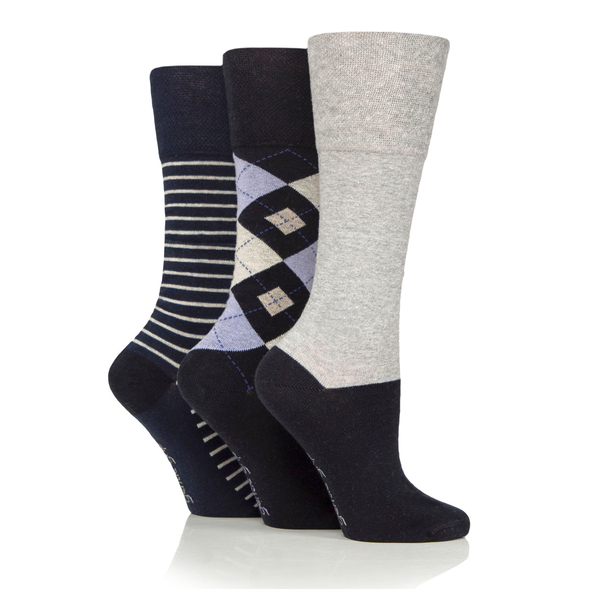 3 paires de chaussettes en coton noires pour femme, jusqu'au genou