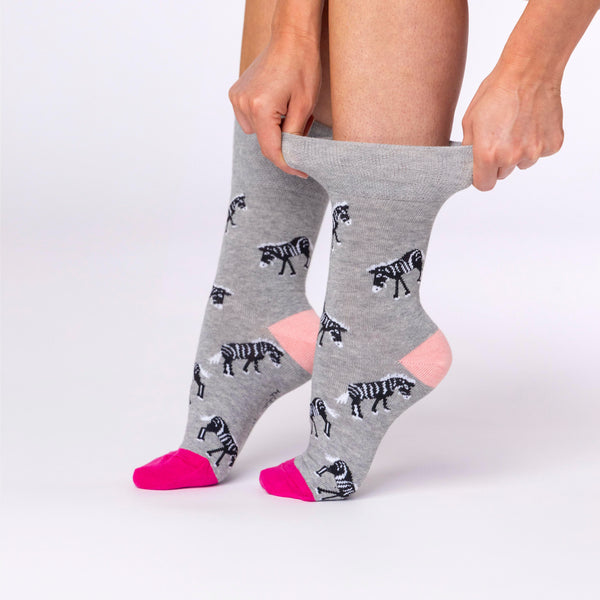 3 Paar Fun Feet Baumwollsocken für Damen - Zebra Life