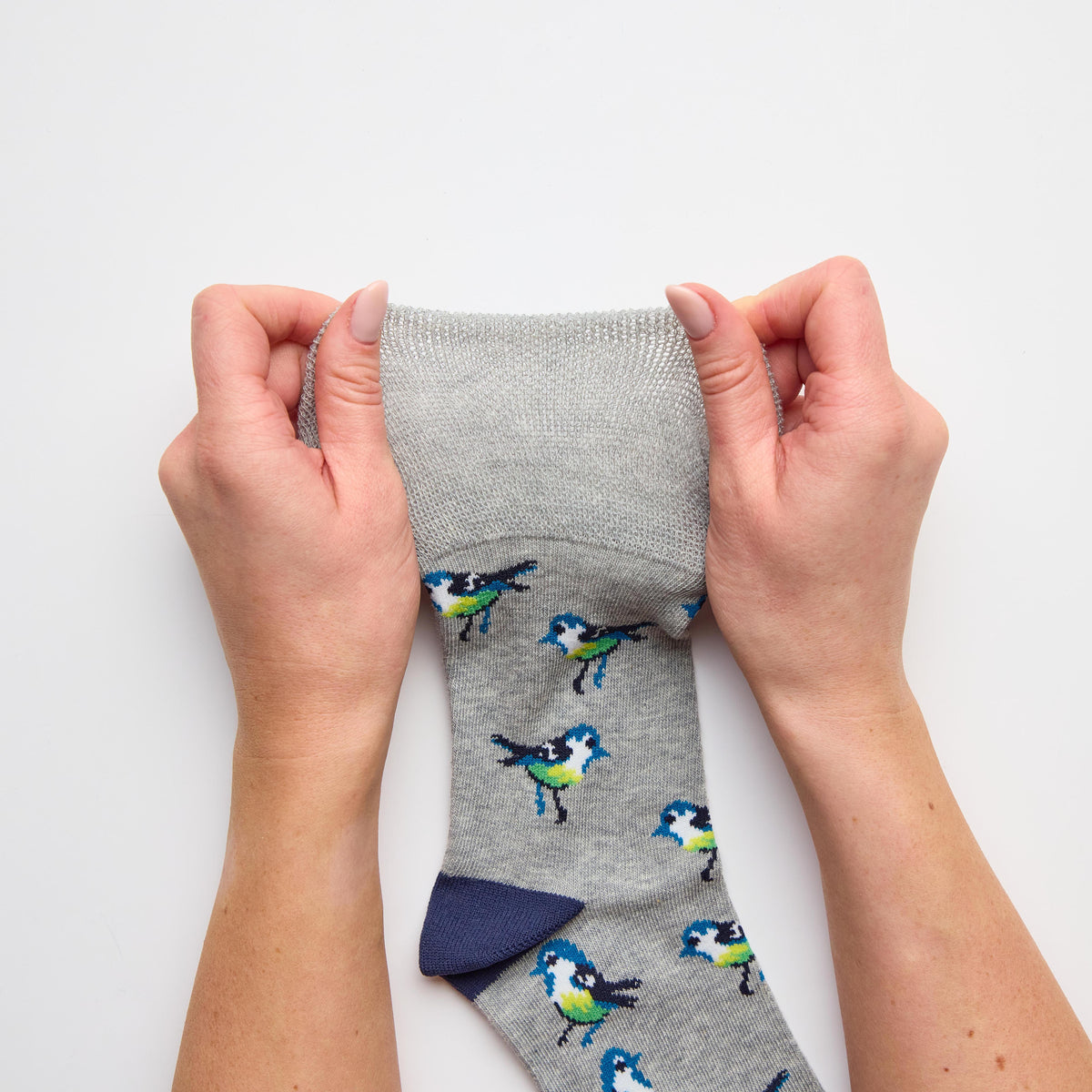3 Pairs Ladies Fun Feet Cotton Socks - Love Birds Grey/Blue