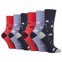 6 Pairs Ladies Fun Feet Cotton Socks - I'm a Cat Person