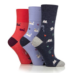 Load image into Gallery viewer, 3 Pairs Ladies Fun Feet Cotton Socks - I&#39;m a Cat Person
