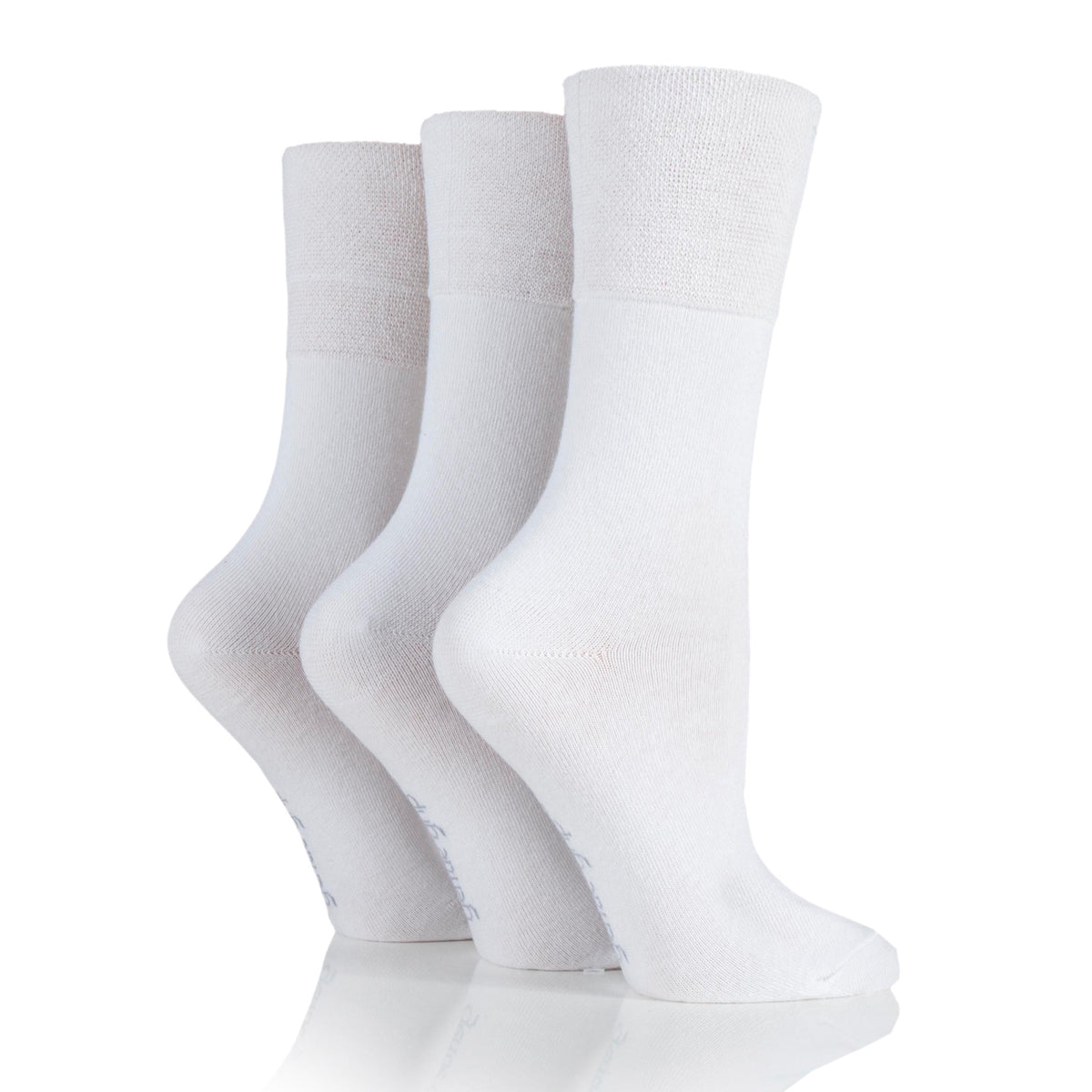 3 Pairs Ladies Plain Cotton Socks - White