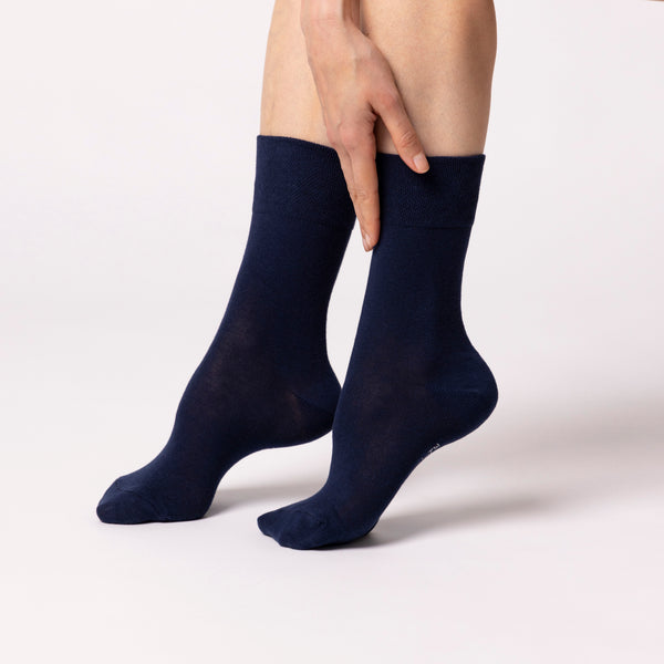 6 Pairs Ladies Plain Cotton Socks - Navy