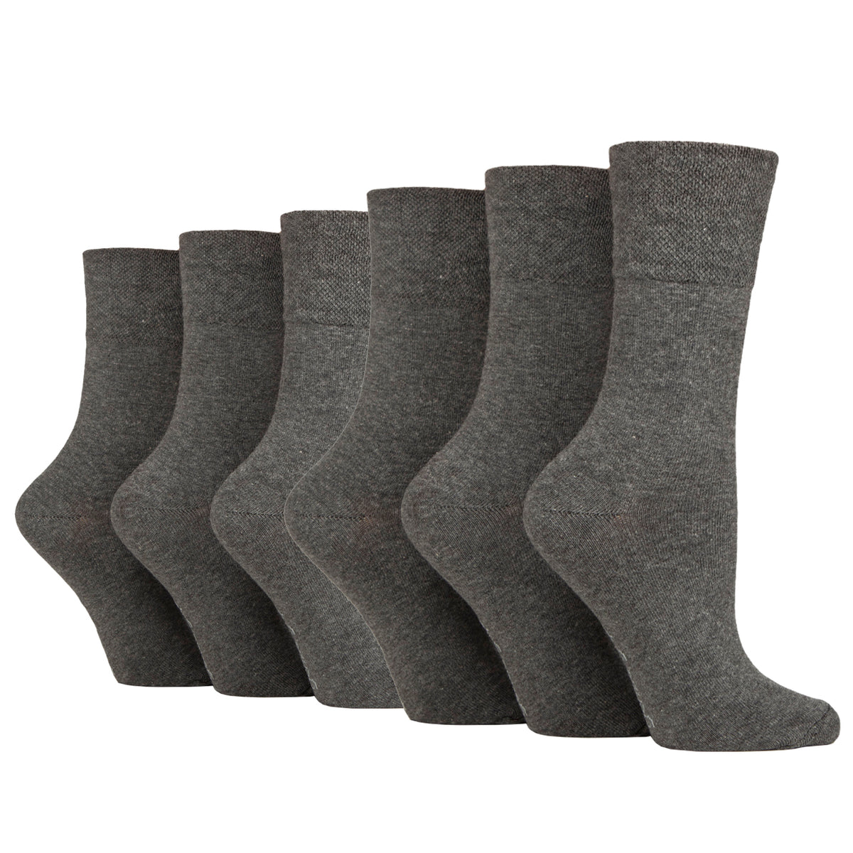 6 Pairs Ladies Plain Cotton Socks - Charcoal