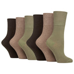 Load image into Gallery viewer, 6 Pairs Ladies Plain Cotton Socks - Khaki Mix
