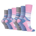 Load image into Gallery viewer, 6 Pairs Ladies Cotton Socks - Pink Stripes
