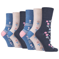 6 Pairs Ladies Cotton Socks - Retro Charm