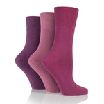 Charger l&#39;image dans la galerie, 3 paires de chaussettes unies en coton pour femme - Rose/Violet
