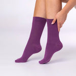 Charger l&#39;image dans la galerie, 3 paires de chaussettes unies en coton pour femme - Rose/Violet

