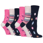 Load image into Gallery viewer, 6 Pairs Ladies Fun Feet Cotton Socks - Nature
