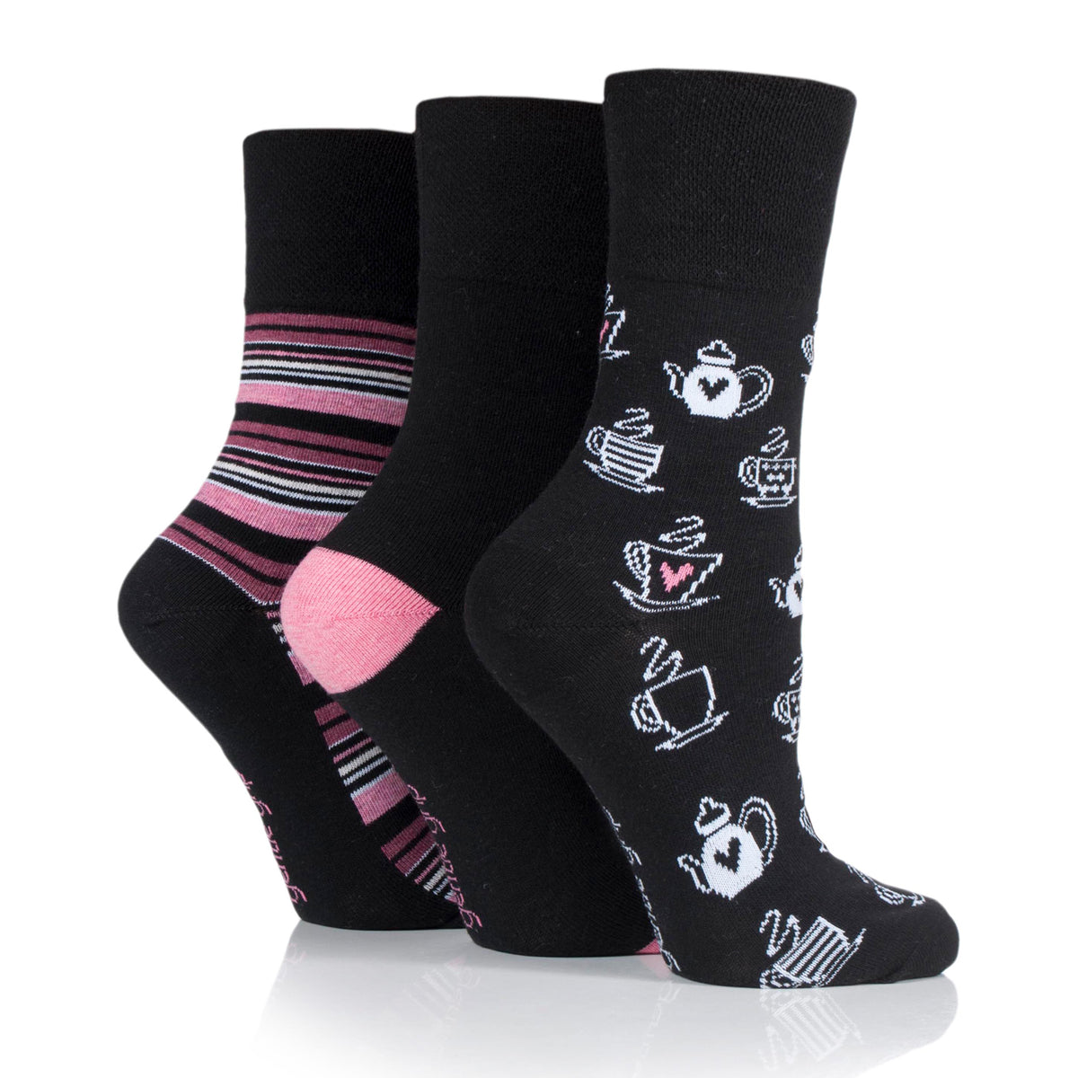 3 Pairs Ladies Fun Feet Cotton Socks - Afternoon Tea