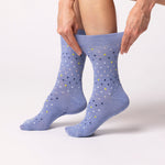 Load image into Gallery viewer, 6 Pairs Ladies Cotton Socks - Micro Blossom Blue
