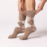 Load image into Gallery viewer, 6 Pairs Ladies Highlands Argyle Cotton Socks - Brown
