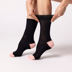 Load image into Gallery viewer, 6 Pairs Ladies Seclude Contrast Heel Socks - Black
