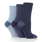 Load image into Gallery viewer, 3 Pairs Ladies Seclude Contrast Heel Socks - Navy
