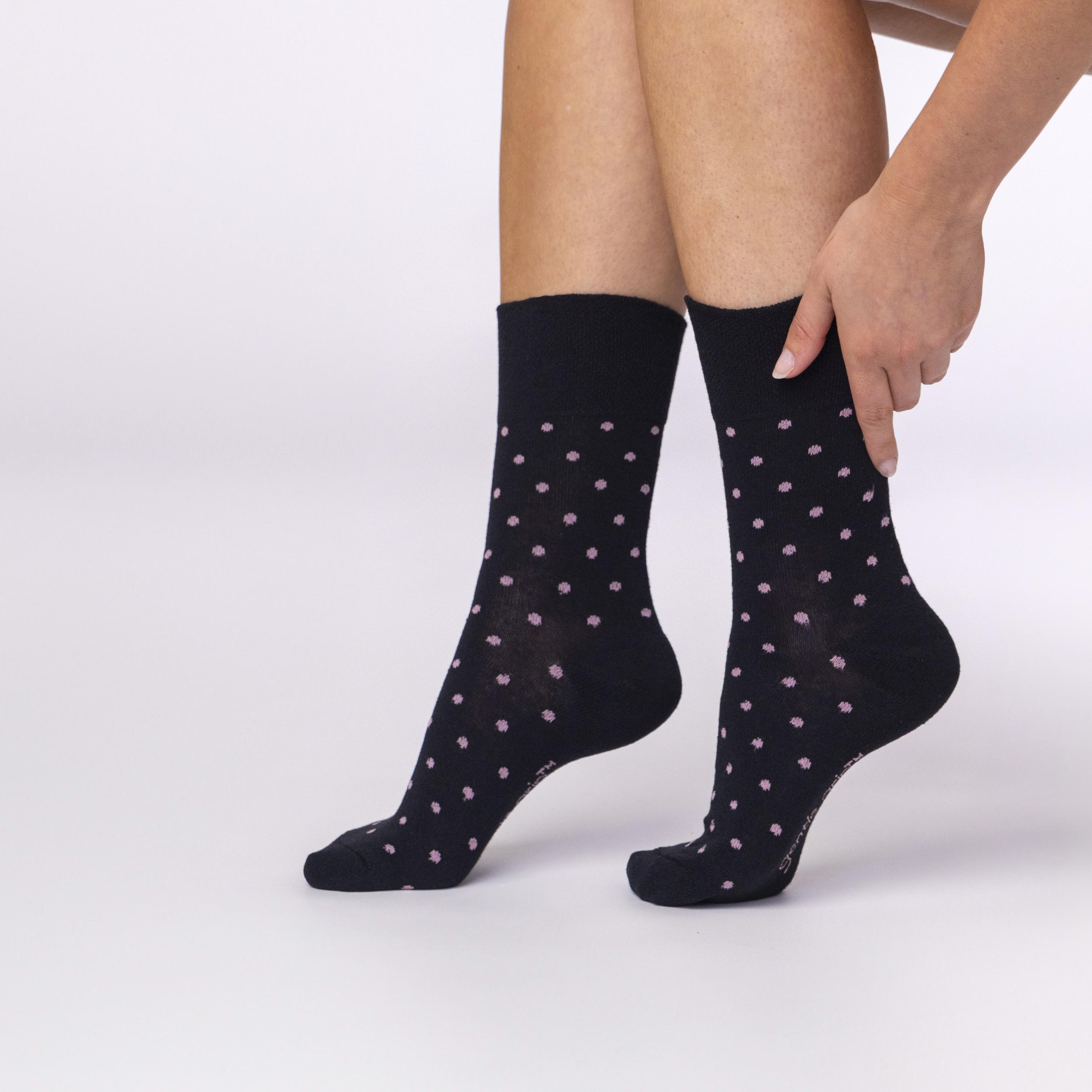 3 Pairs Ladies Digital Dots Cotton Socks - Black