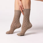 Load image into Gallery viewer, 6 Pairs Ladies Digital Dots Cotton Socks - Brown/Neutral
