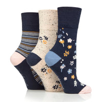 3 Pairs Ladies Cotton Socks - Ditsy Floral