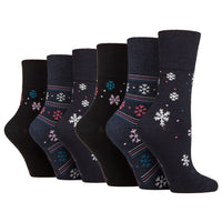 6 Pairs Ladies Cotton Socks - Snowflake