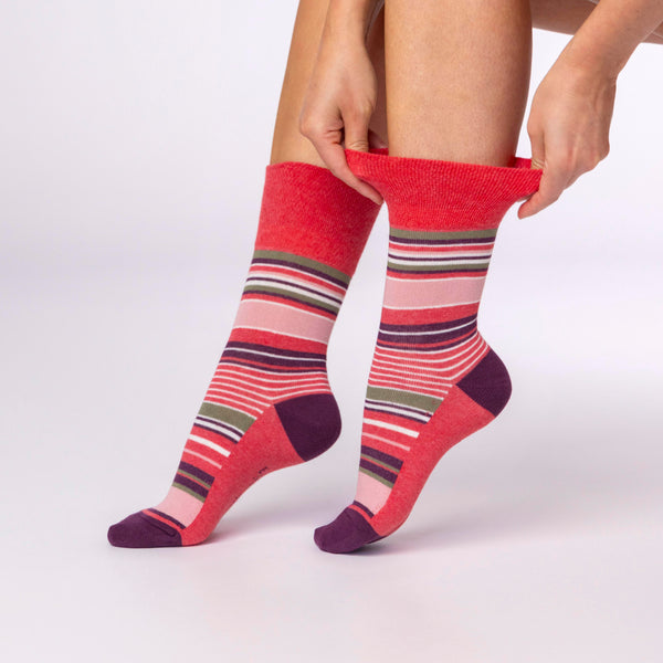 3 paires de chaussettes en coton pour femme – Rayures sauvages