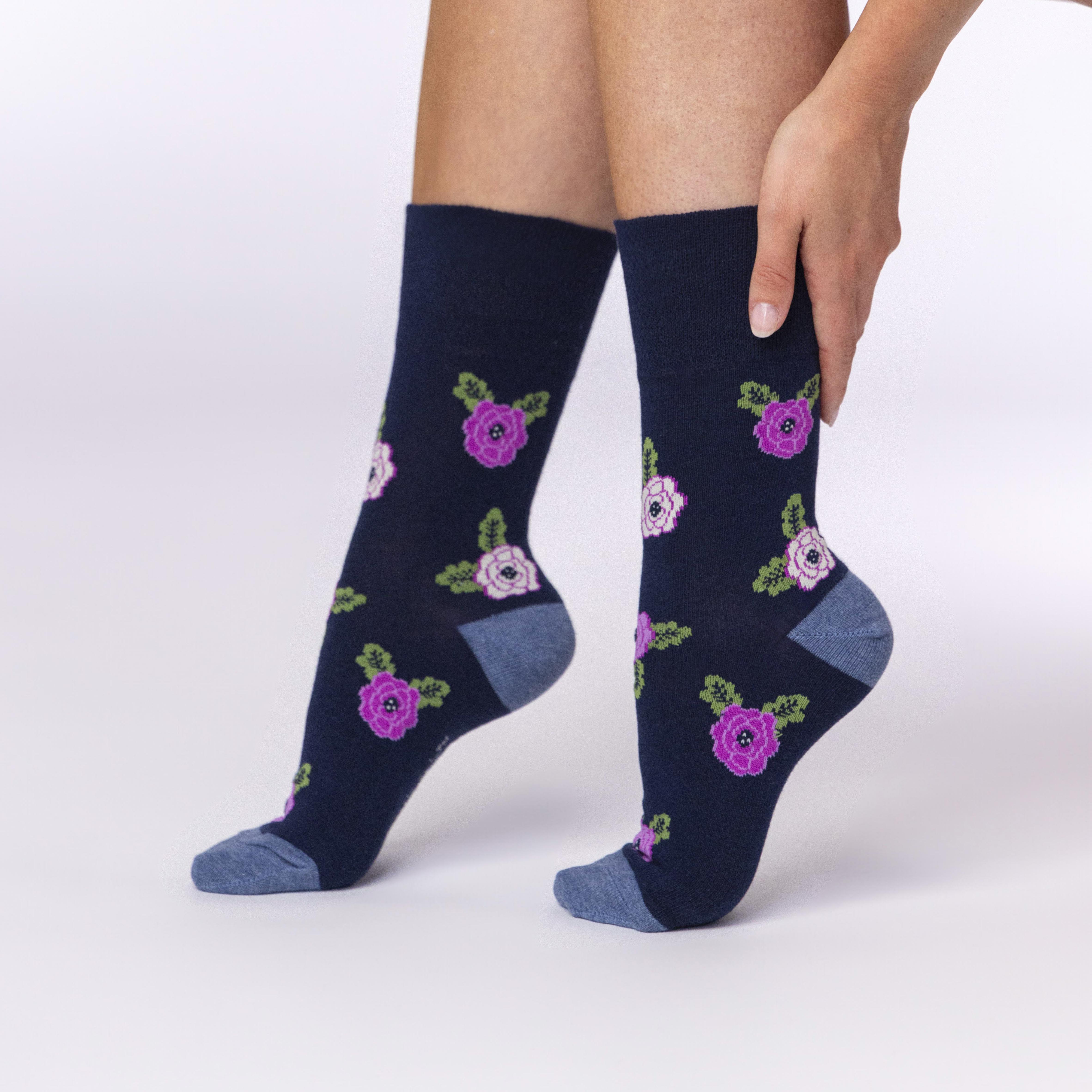 3 Pairs Ladies Cotton Socks - Opulent Blossom