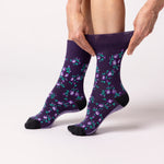 Load image into Gallery viewer, 6 Pairs Ladies Cotton Socks - Sophie Floral Purple
