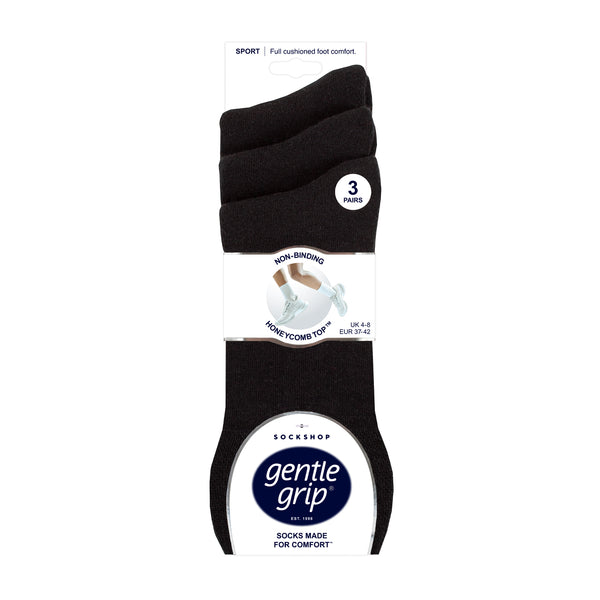 3 Pairs Ladies Sports Socks - Black