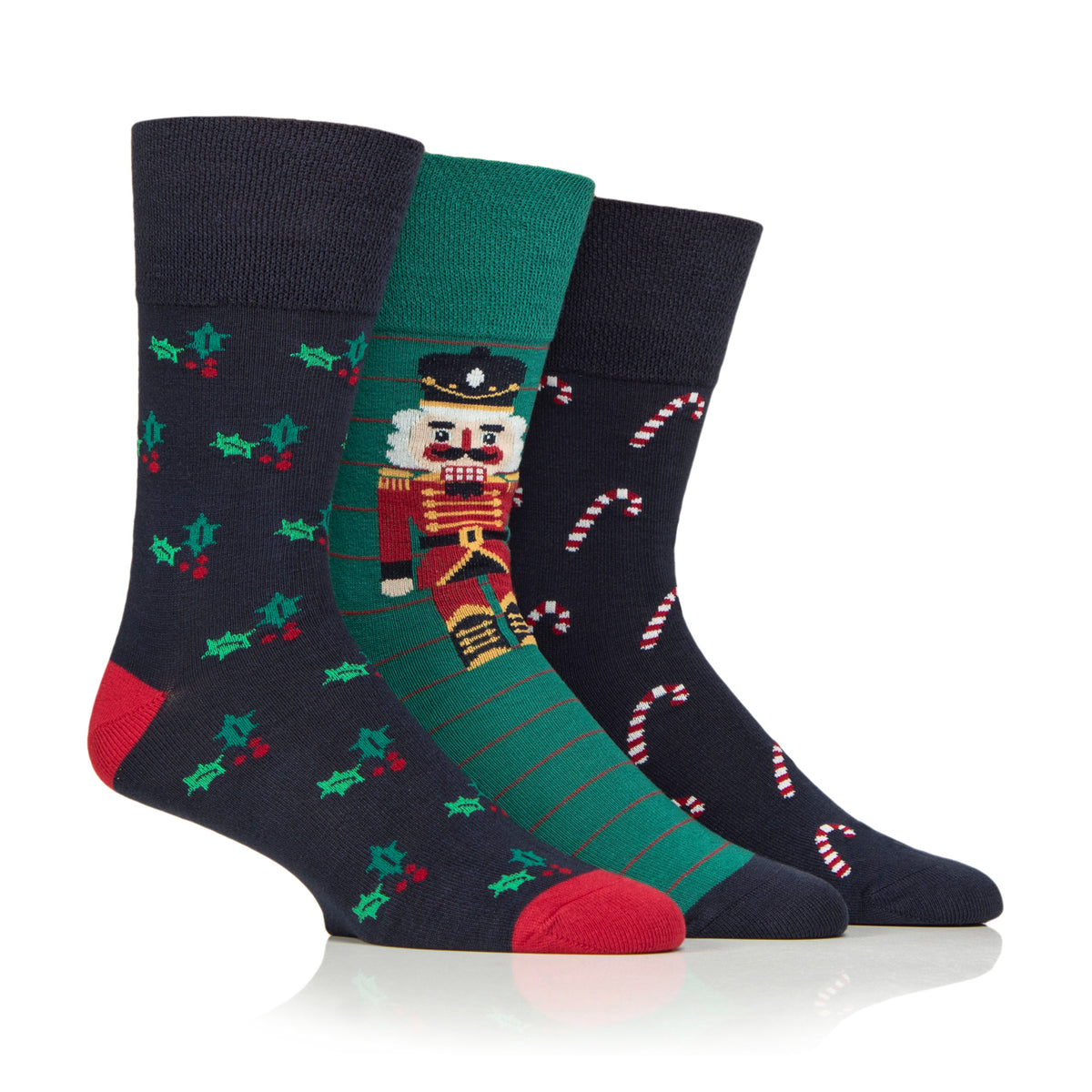 3 Paar Fun Feet Weihnachtssocken für Herren – Festliche Symbole