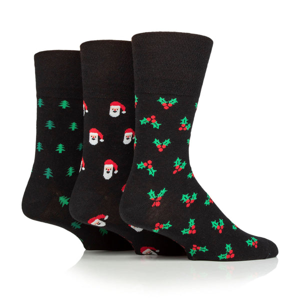 3 Pairs Men's Fun Feet Christmas Socks - Santa Mix