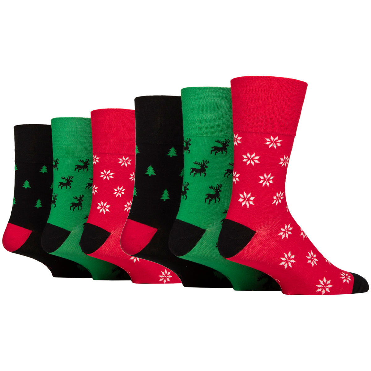 6 Pairs Men's Fun Feet Christmas Socks - Festive Icons