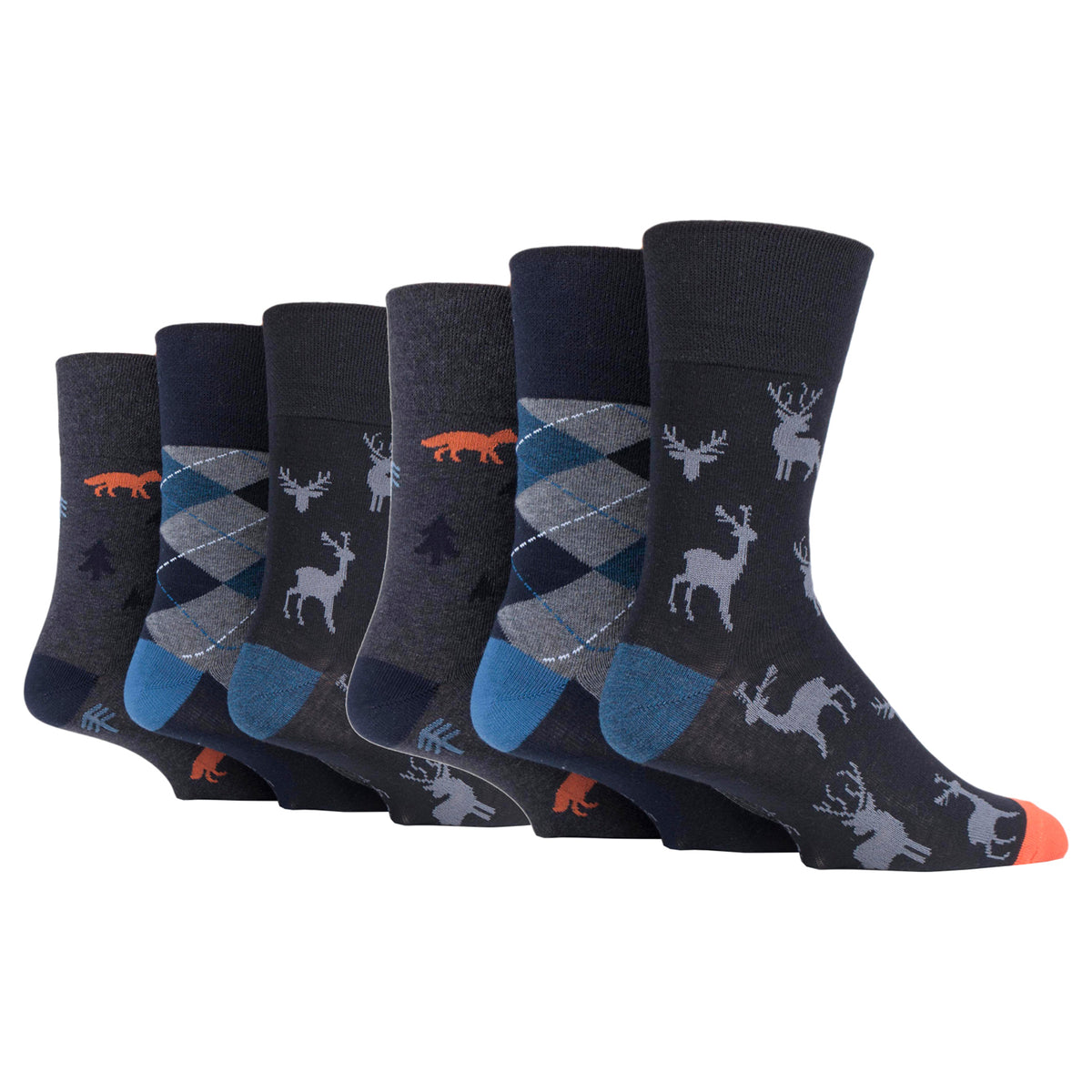 6 Pairs Men's Fun Feet Cotton Socks - Highlands Escape