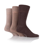 Load image into Gallery viewer, 3 Pairs Men&#39;s Plain Cotton Socks - Brown Mix
