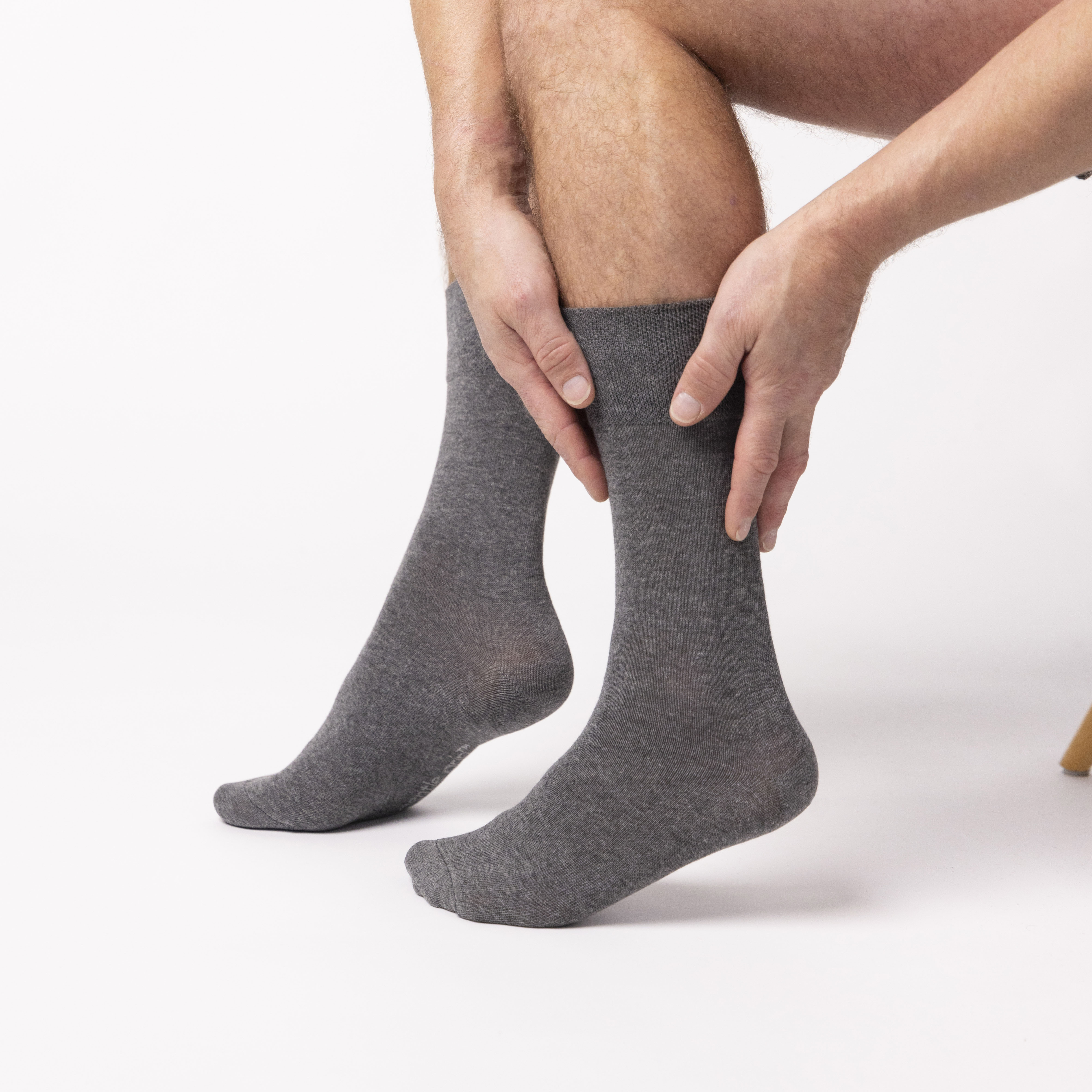 6 Pairs Men's Plain Cotton Socks - Charcoal