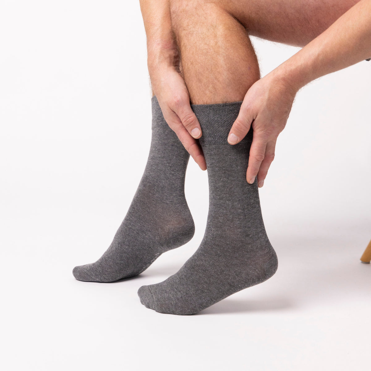 6 Pairs Men's Plain Cotton Socks - Charcoal