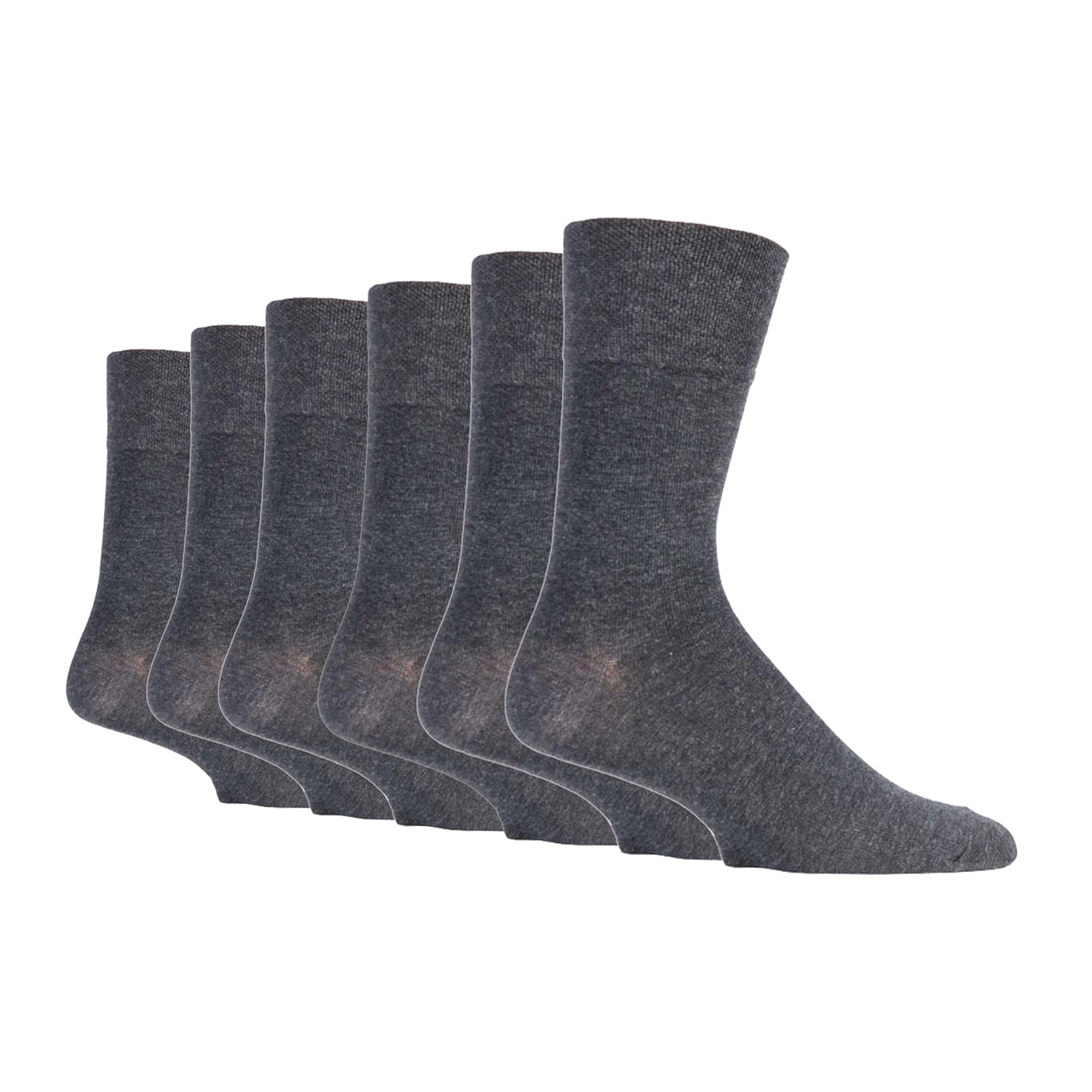 6 Pairs Men's Plain Cotton Socks - Charcoal