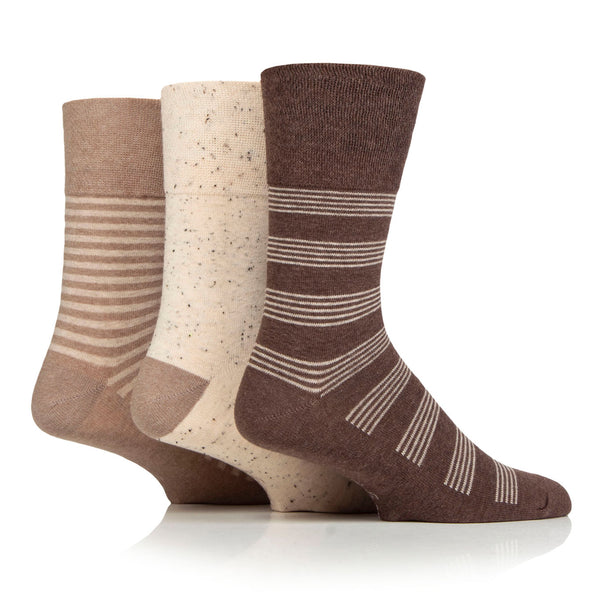 3 Pairs Mens Holiday Cotton Socks - Mid Brown