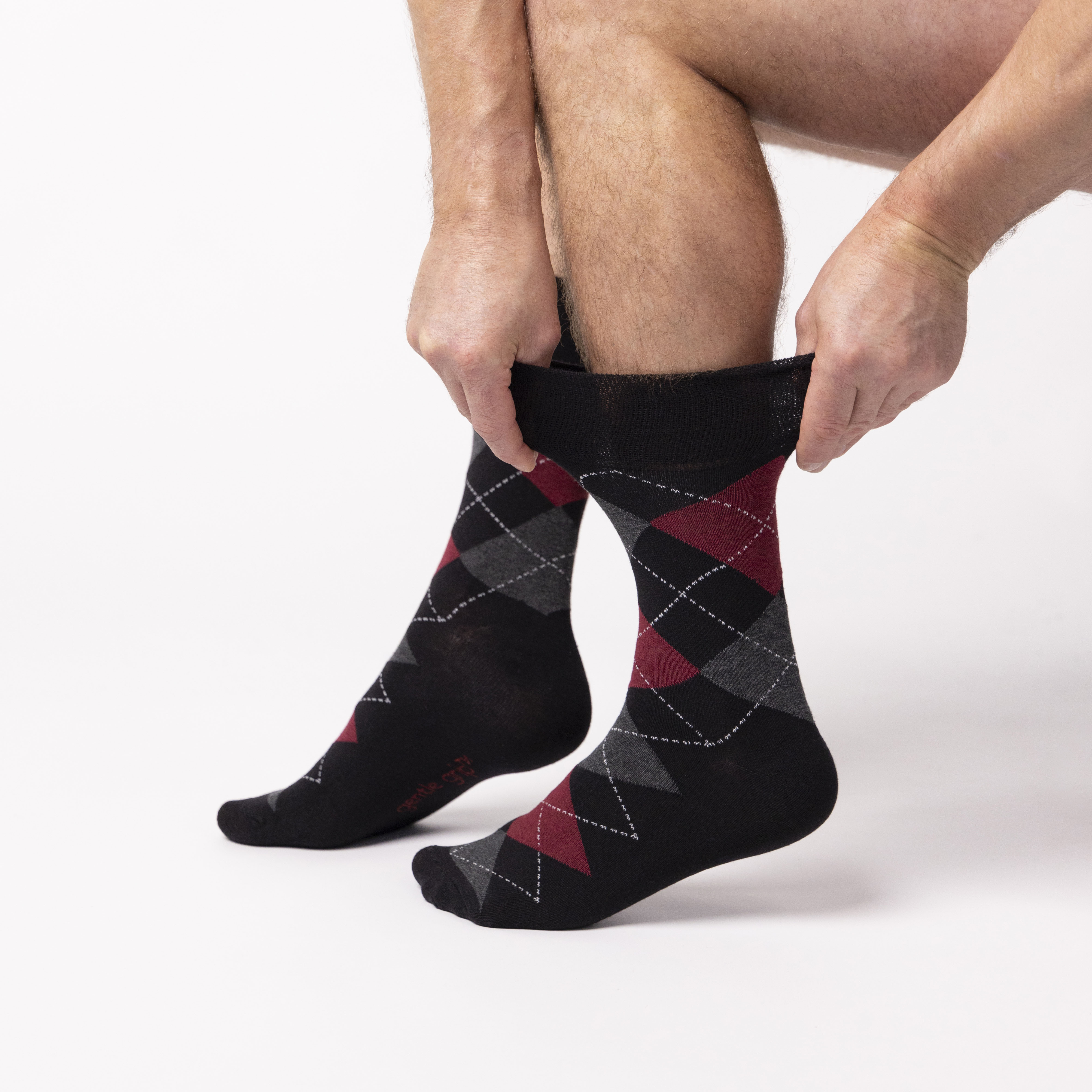 6 Pairs Men's Argyle Cotton Socks - Black