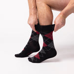 Load image into Gallery viewer, 6 Pairs Men&#39;s Argyle Cotton Socks - Black
