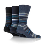 Load image into Gallery viewer, 3 Pairs Men&#39;s Cotton Socks - Stanley Stripe Navy
