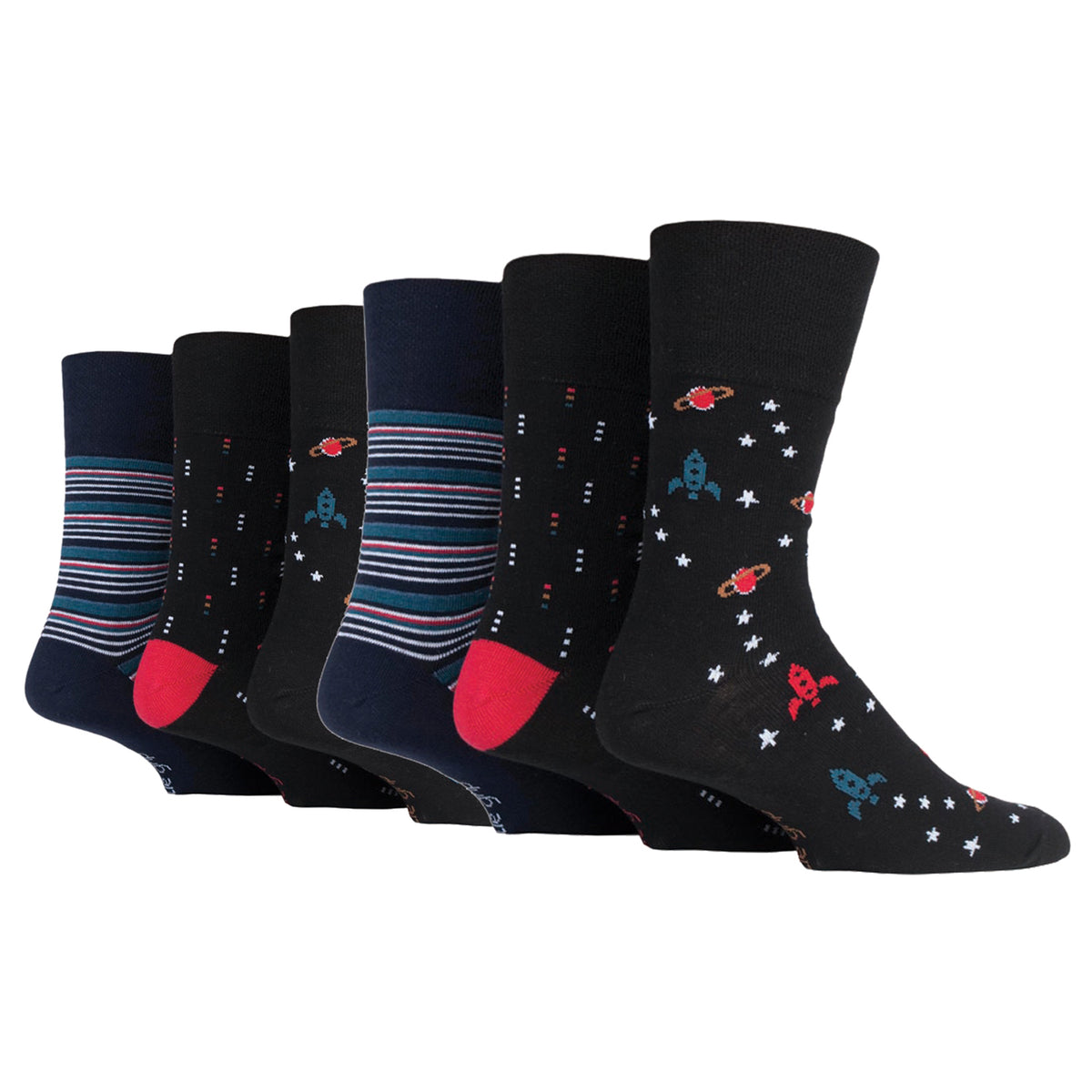 6 Pairs Men's Cotton Socks - Astronomy