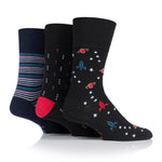 Load image into Gallery viewer, 3 Pairs Men&#39;s Cotton Socks - Astronomy
