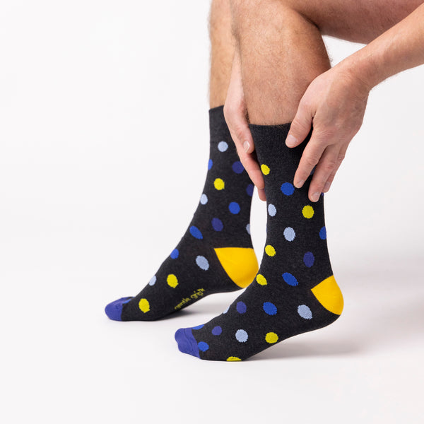 6 Pairs Men's Colourburst Cotton Socks - Spot