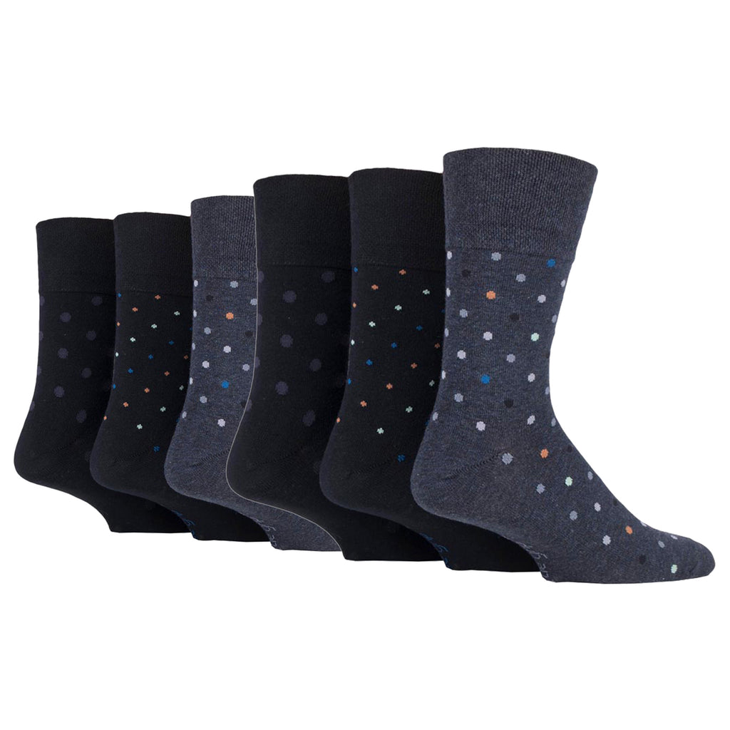 6 Pairs Men's Gentle Grip Cotton Socks Modern Sphere Black/Charcoal