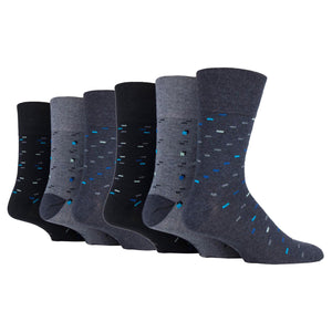 6 Pairs Men's Gentle Grip Cotton Socks Electric Utopia Black/Charcoal