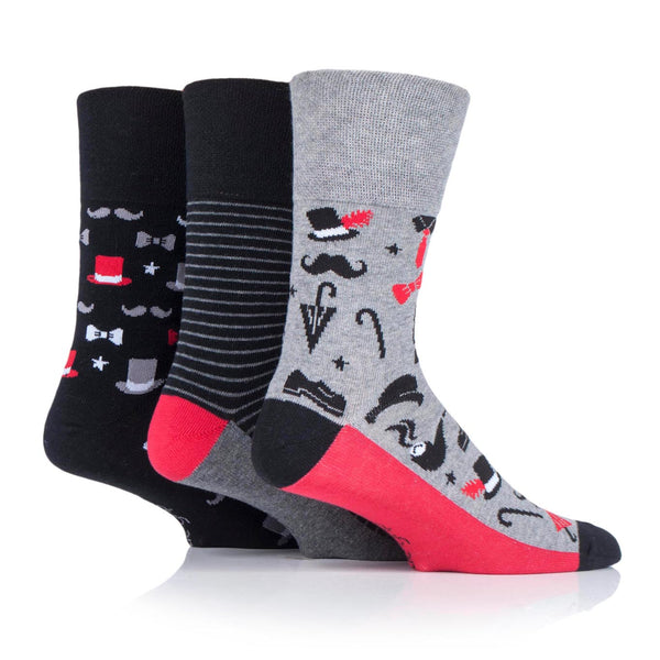 3 Pairs Men's Fun Feet Cotton Socks - Gentleman