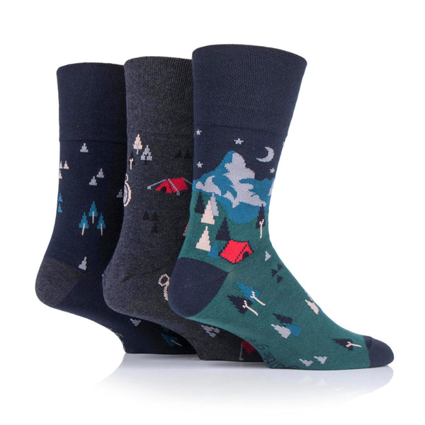 3 Pairs Men's Fun Feet Cotton Socks - Under the Stars